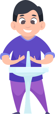 Little Boy Washing Hands  Illustration