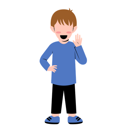 Little Boy Waving Hand  Illustration