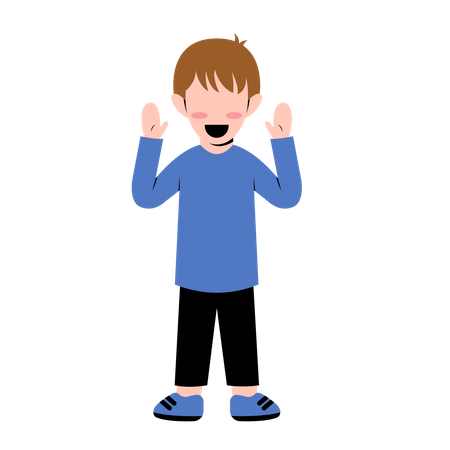 Little Boy Waving Hand  Illustration