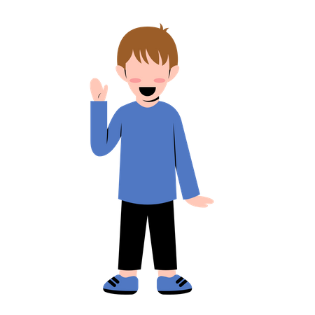 Little Boy Waving Hand  Illustration