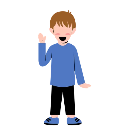 Little Boy Waving Hand  Illustration