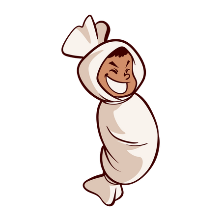 Little boy wearing ghost costume  Illustration
