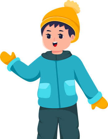 Little Boy Wearing Jacket in Winter Season Illustration