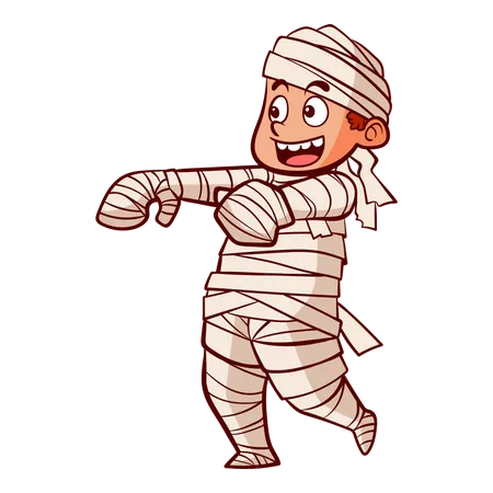 Little boy wearing mummy costume  Illustration