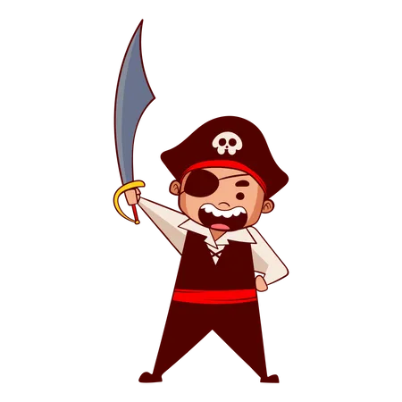 Little boy wearing pirate costume  Illustration