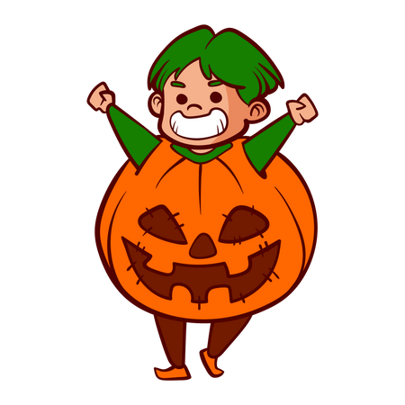 Little boy wearing pumpkin costume  Illustration
