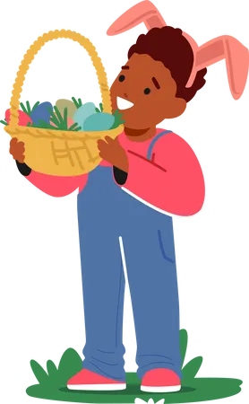 Little Boy Wearing Rabbit Ears  Illustration