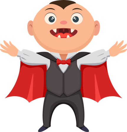 Little Boy Wearing Vampire Costume Illustration