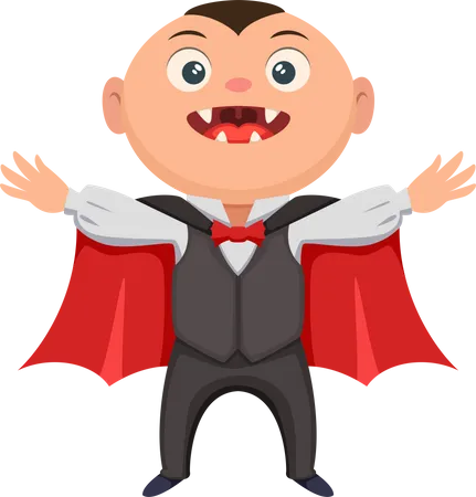 Little Boy Wearing Vampire Costume Illustration