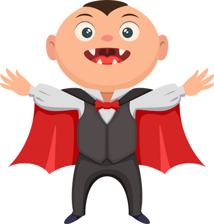 Little Boy Wearing Vampire Costume  Illustration