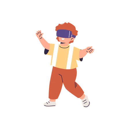 Little boy wearing virtual reality glasses  Illustration