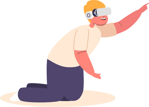 Little boy wearing vr glasses  Illustration