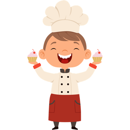 Little boy with cupcakes  Illustration