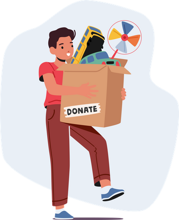 Little Boy with Donation Box Illustration