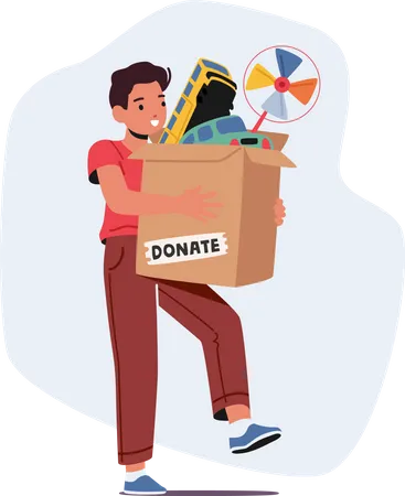 Little Boy with Donation Box Illustration