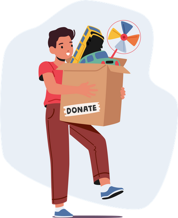 Little Boy with Donation Box  Illustration