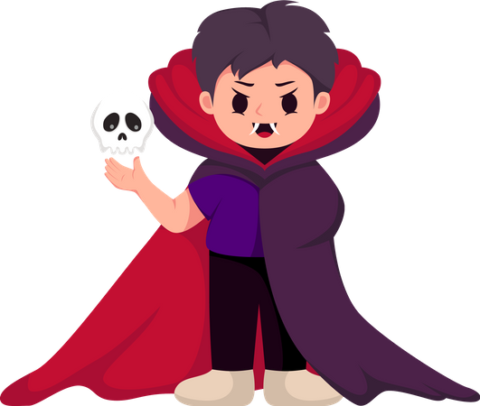 Little Boy with Dracula Costume  Illustration