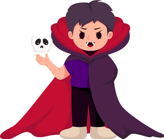 Little Boy with Dracula Costume  Illustration