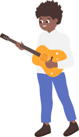 Little boy with guitar  イラスト