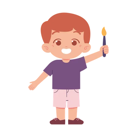 Little Boy With Painting Brush  Illustration