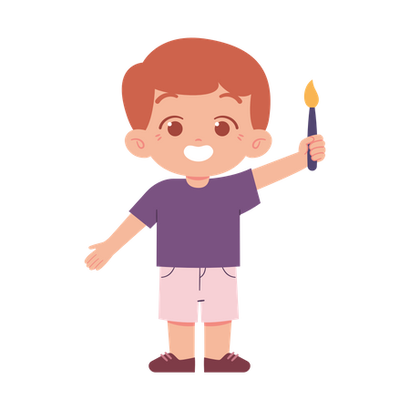 Little Boy With Painting Brush  Illustration