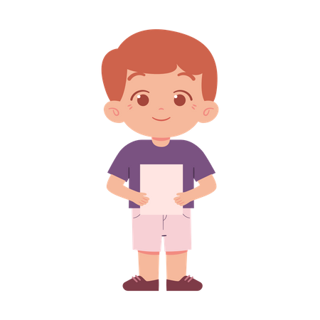 Little Boy With Paper  Illustration