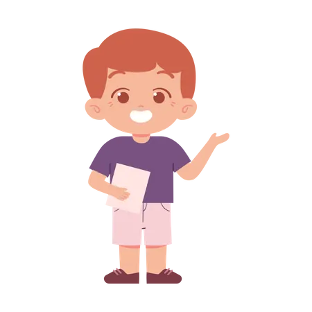 Little Boy With Paper and pointing something  Illustration