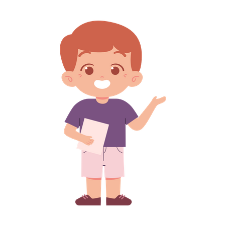 Little Boy With Paper and pointing something  Illustration