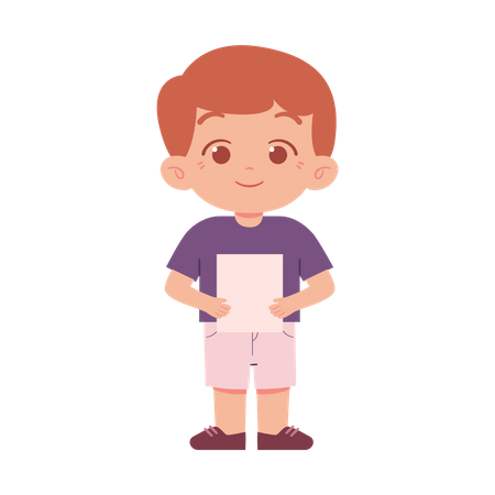 Little Boy With Paper  Illustration