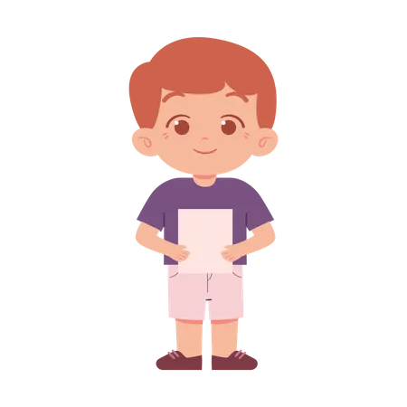 Little Boy With Paper  Illustration