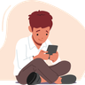 illustrations of little boy using smartphone