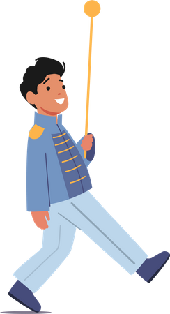 Little boy with stick march Illustration