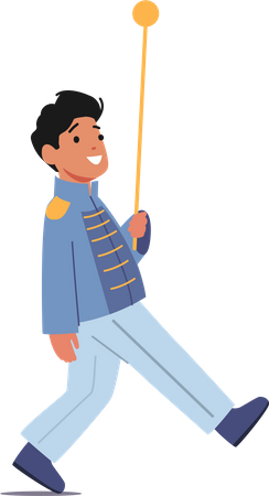 Little boy with stick march  Illustration