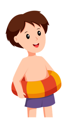 Little Boy with Swimming Float  Illustration