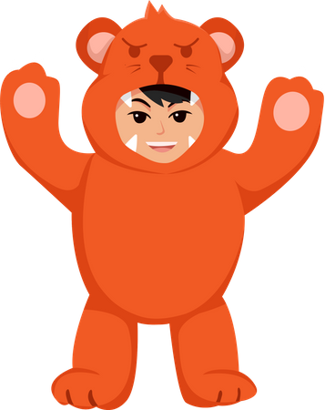 Little Boy with Tiger Costume  イラスト