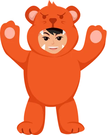 Little Boy with Tiger Costume  イラスト