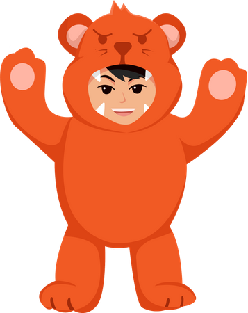 Little Boy with Tiger Costume  Illustration