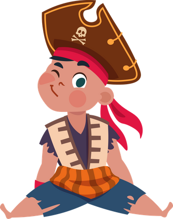 Little Boys In Pirate Costume  Illustration