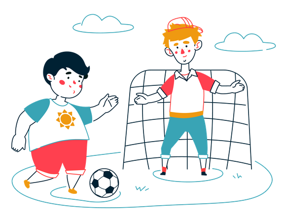 Little boys playing football Illustration