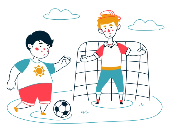 Little boys playing football Illustration