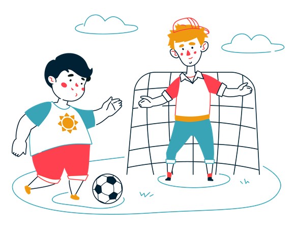 Little boys playing football  Illustration