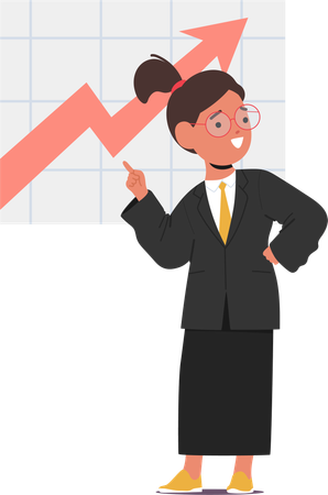 Little businesswoman presenting chart  Illustration