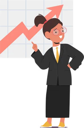 Little businesswoman presenting chart  Illustration