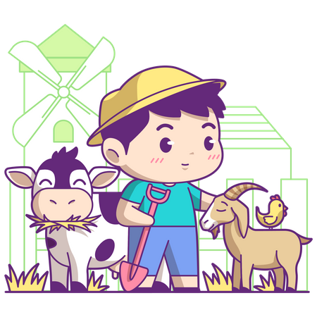 Little cattle farmer Illustration