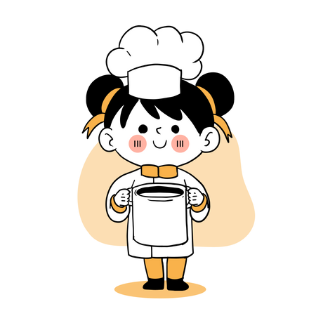 Little chef cooking food Illustration