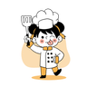 illustrations for chef holding spatula