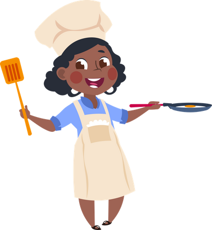 Little chef making food  Illustration