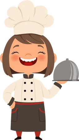 Little chef serving food Illustration