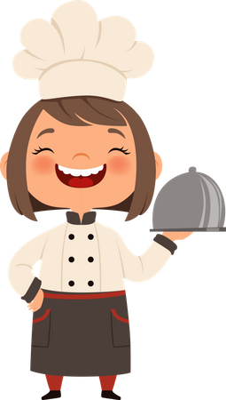 Little chef serving food  Illustration