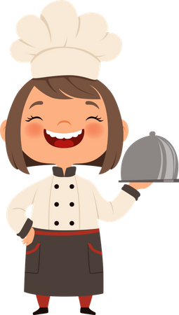 Little chef serving food  Illustration